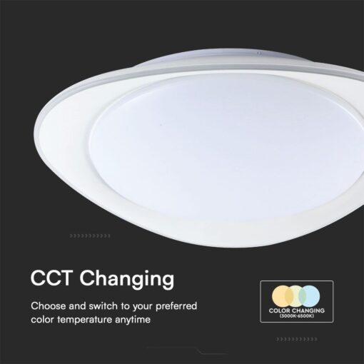 Πλαφονιέρα LED Designer 30W/60W Λευκή με Τηλεχειριστήριο Dimmable CCT V-TAC – 23594