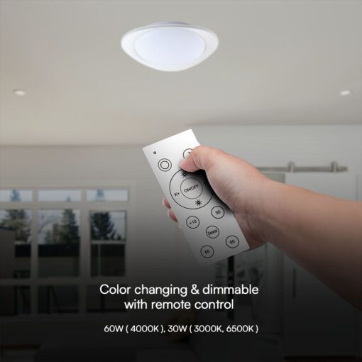 Πλαφονιέρα LED Designer 30W/60W Λευκή με Τηλεχειριστήριο Dimmable CCT V-TAC – 23594