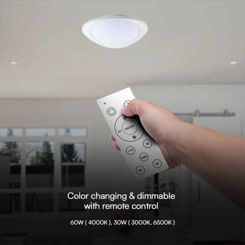 Πλαφονιέρα LED Designer 30W/60W Λευκή με Τηλεχειριστήριο Dimmable CCT V-TAC – 23594