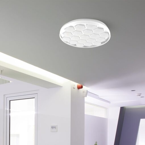 Πλαφονιέρα LED Designer 30W/60W Λευκή με Κυψέλες με Τηλεχειριστήριο Dimmable CCT V-TAC – 23595