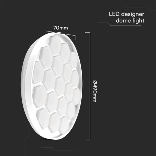 Πλαφονιέρα LED Designer 30W/60W Λευκή με Κυψέλες με Τηλεχειριστήριο Dimmable CCT V-TAC – 23595