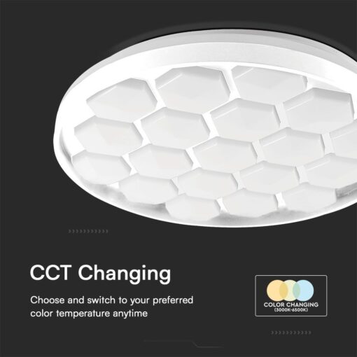 Πλαφονιέρα LED Designer 30W/60W Λευκή με Κυψέλες με Τηλεχειριστήριο Dimmable CCT V-TAC – 23595