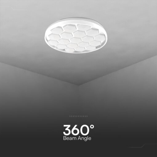 Πλαφονιέρα LED Designer 30W/60W Λευκή με Κυψέλες με Τηλεχειριστήριο Dimmable CCT V-TAC – 23595