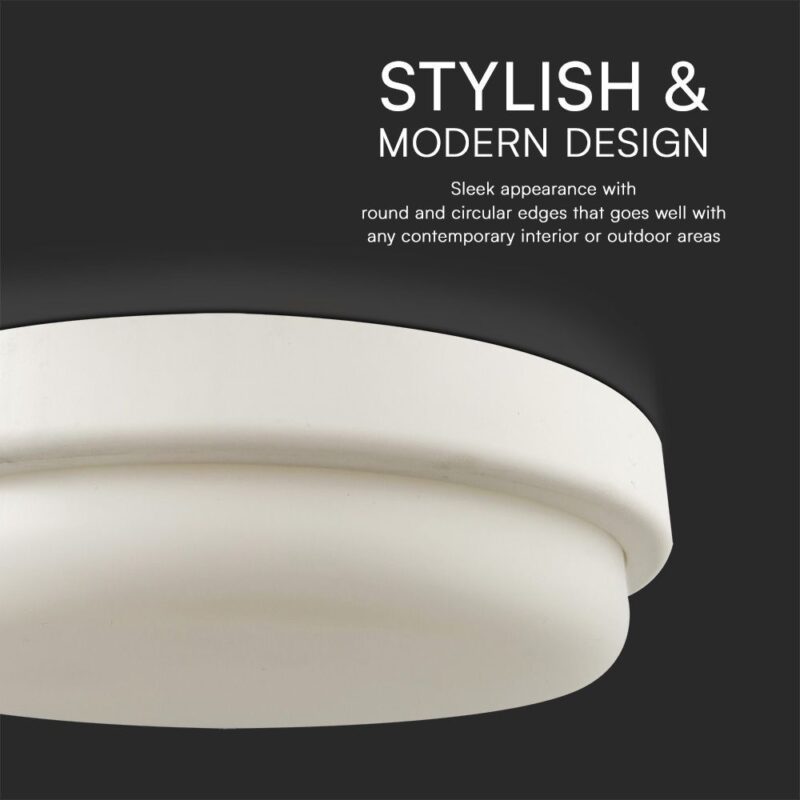 Πλαφονιέρα Οροφής Στρογγυλή Φ240 Λευκή LED 24W 2500lm 4000K IP54 VTAC – 23597