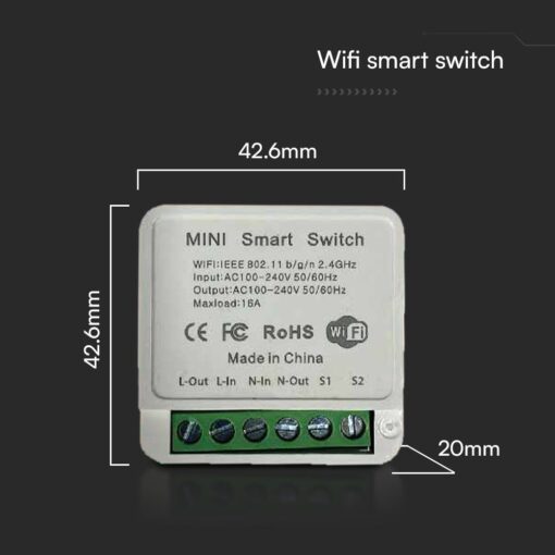 Wi-FI Mini Smart Διακόπτης Διπλός V-TAC – 23605VT