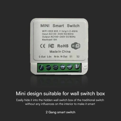 Wi-FI Mini Smart Διακόπτης Διπλός V-TAC – 23605VT