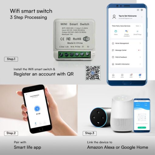 Wi-FI Mini Smart Διακόπτης Διπλός V-TAC – 23605VT