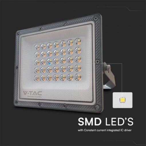 LED Προβολέας 30W V-TAC Γκρι 90° 2350lm Αδιάβροχος IP65 CCT 3000-6400K  – 23613