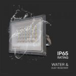 LED Προβολέας 30W V-TAC Γκρι 90° 2350lm Αδιάβροχος IP65 CCT 3000-6400K  – 23613