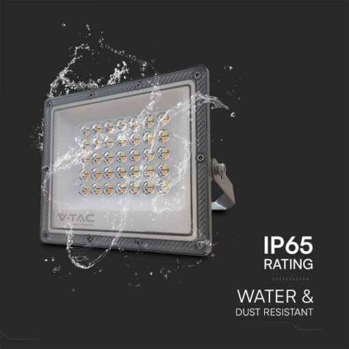 LED Προβολέας 30W V-TAC Γκρι 90° 2350lm Αδιάβροχος IP65 CCT 3000-6400K  – 23613