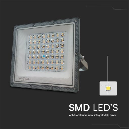 LED Προβολέας 50W V-TAC Γκρι 90° 5000lm Αδιάβροχος IP65 CCT 3000-6400K – 23614