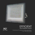 LED Προβολέας 50W V-TAC Γκρι 90° 5000lm Αδιάβροχος IP65 CCT 3000-6400K – 23614