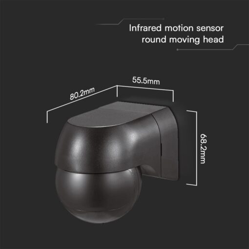Επίτοιχος Ανιχνευτής Κίνησης με Κινούμενη Κεφαλή Μαύρος IP44 V-TAC – 23678