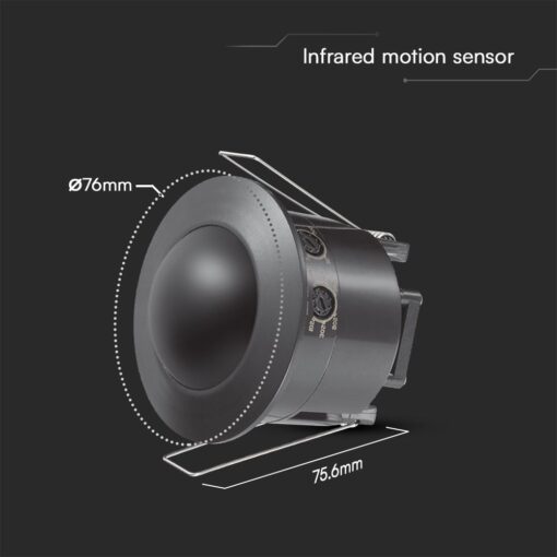 Ανιχνευτής Κίνησης Χωνευτός Μαύρος  V-TAC – 23679