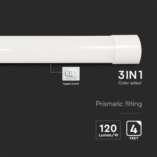 40W LED Πρισματικό Γραμμικό Φωτιστικό 120cm V-TAC 4800lm 120° CCT 3000K/4000K/6500K – 23680