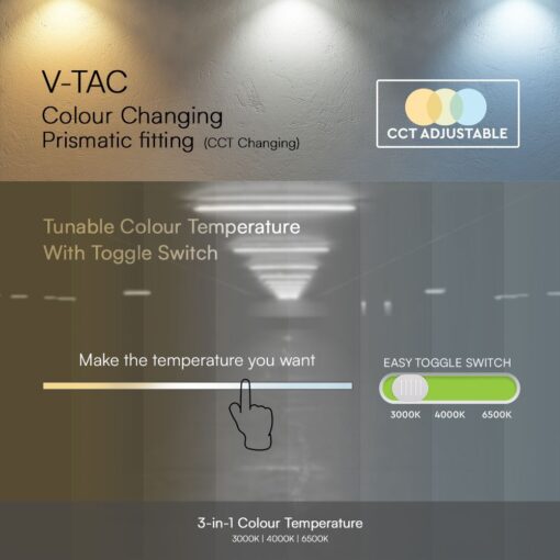 40W LED Πρισματικό Γραμμικό Φωτιστικό 120cm V-TAC 4800lm 120° CCT 3000K/4000K/6500K – 23680