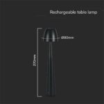 Επαναφορτιζόμενο Πορτατίφ Μαύρο LED 3W CCT Dimmable Αφής VTAC – 23683