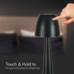 Επαναφορτιζόμενο Πορτατίφ Μαύρο LED 3W CCT Dimmable Αφής VTAC – 23683