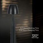 Επαναφορτιζόμενο Πορτατίφ Μαύρο LED 3W CCT Dimmable Αφής VTAC – 23683