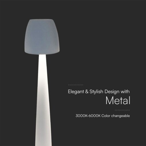 Επαναφορτιζόμενο Πορτατίφ LED 3W CCT Dimmable Αφής Λευκό VTAC – 23684