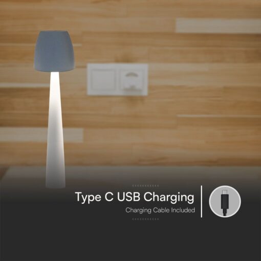 Επαναφορτιζόμενο Πορτατίφ LED 3W CCT Dimmable Αφής Λευκό VTAC – 23684