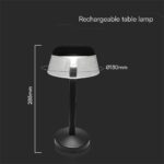 Επαναφορτιζόμενο Πορτατίφ 3W LED CCT Dimmable Αφής Μαύρο VTAC – 23685