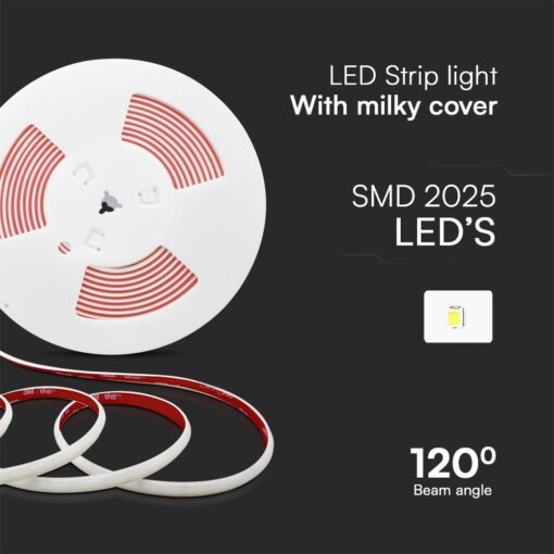 LED Ταινία 12.5W 220V V-TAC 1100lm Αδιάβροχη IP65 θερμό 3000K 5 Μέτρα – 23715