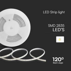 LED Ταινία 10.5W 220V V-TAC Αδιάβροχη IP65 Κόκκινη 10 Μέτρα – 23724