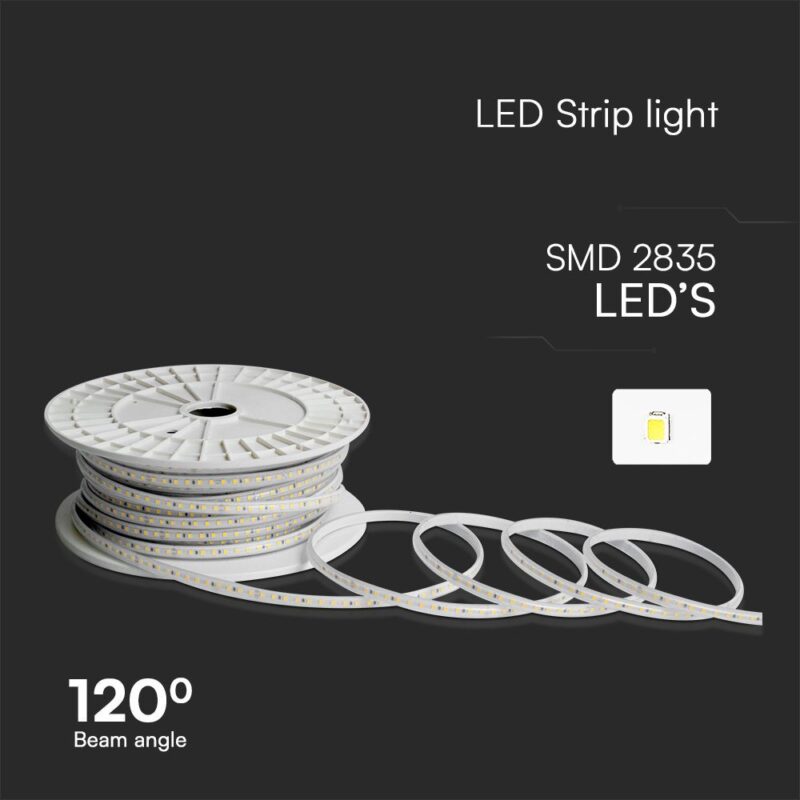 LED Ταινία 10.5W 220V V-TAC Αδιάβροχη IP65 Κόκκινη 50 Μέτρα – 23730