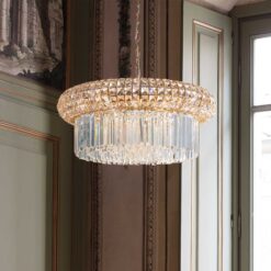 IDEAL LUX Κρεμαστό Φωτιστικό NABUCCO 12xE14 Χρυσού Χρώματος και Κρύσταλλο – 237794