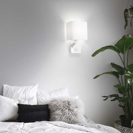 IDEAL LUX Απλίκα Τοίχου με LED Αναγνώστη GEA 1xE27 Λευκού Χρώματος – 239521