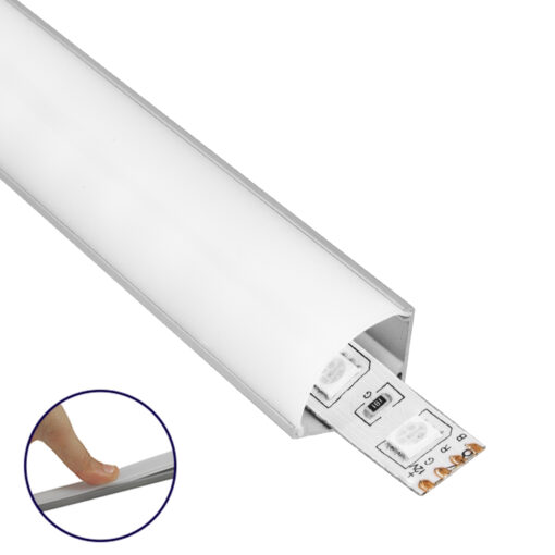 GloboStar® CORNER-PROFILE 70815-1M Προφίλ Αλουμινίου – Βάση & Ψύκτρα Ταινίας LED με Λευκό Γαλακτερό Κάλυμμα – Επιφανειακή Γωνιακή Χρήση – Πατητό Κάλυμμα – Ασημί – 1 Μέτρο – Μ100 x Π1.6 x Υ1.6cm