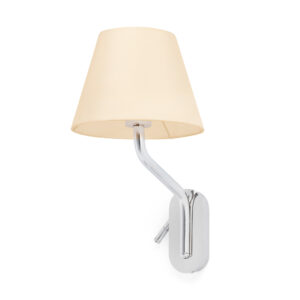 Faro Barcelona ETERNA Επιτοίχιο Φωτιστικό Χρωμίου- Μπεζ Χρώματος με Δεξί Αναγνώστη – 24006-11