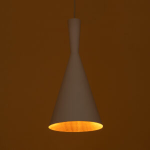 GloboStar® SHANGHAI WHITE 01026-C Μοντέρνο Κρεμαστό Φωτιστικό Οροφής Μονόφωτο 1 x E27 Λευκό Μεταλλικό Καμπάνα Φ19 x Υ38cm