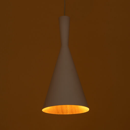 GloboStar® SHANGHAI WHITE 01026-C Μοντέρνο Κρεμαστό Φωτιστικό Οροφής Μονόφωτο 1 x E27 Λευκό Μεταλλικό Καμπάνα Φ19 x Υ38cm