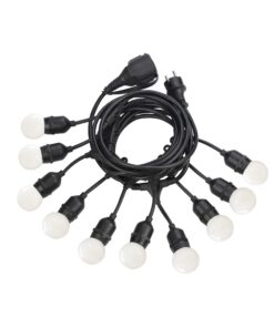 IDEAL LUX Αδιάβροχο Καλώδιο Γιρλάντα 6.5m FIESTA 10xE27 IP44 Μαύρου Χρώματος – 246796