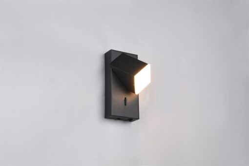 Φωτιστικό Τοίχου Περιστρεφόμενο Μαύρο Ματ RAGLAN LED 3.8W 400lm 3000K με Διακόπτη Trio Lighting – 248570132