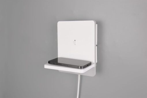 Φωτιστικό Τοίχου Κρεβατιού Λευκό Ματ FAIRFIELD LED 9W 950lm 3000K Step Dimmable με USB & Ασύρματο Φορτιστή Trio Lighting – 248670131