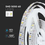 LED Ταινία  8W V-TAC 400lm/m Πολύχρωμη RGB+W Θερμό 3000K 5 Μέτρα – 212553