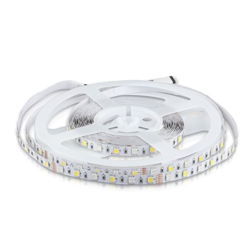 LED Ταινία  8W V-TAC 400lm/m Πολύχρωμη RGB+W Θερμό 3000K 5 Μέτρα – 212553