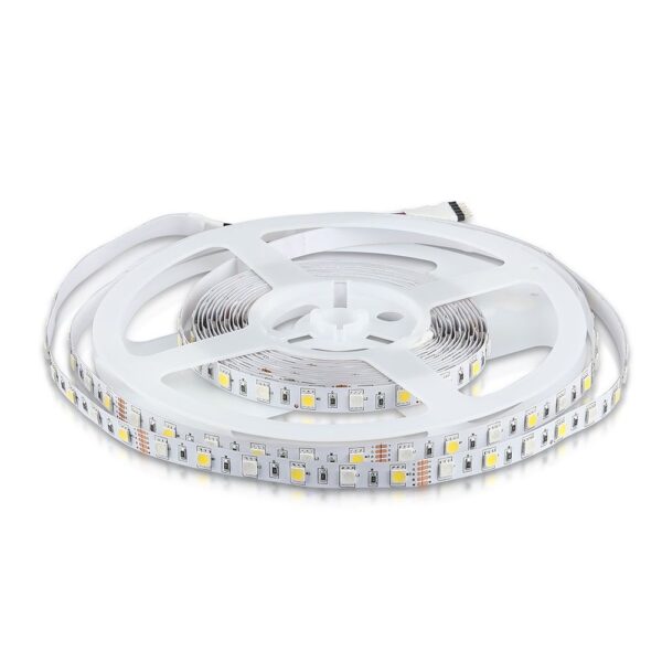 LED Ταινία  8W V-TAC 400lm/m Πολύχρωμη RGB+W Θερμό 3000K 5 Μέτρα – 212553