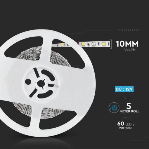 LED Ταινία  8W V-TAC 400lm/m Πολύχρωμη RGB+W Θερμό 3000K 5 Μέτρα – 212553