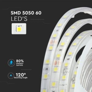 LED Ταινία 9W 24V V-TAC Dimmable 1000lm/m Αδιάβροχη IP65 Ψυχρό 6400K 5 Μέτρα – 2564
