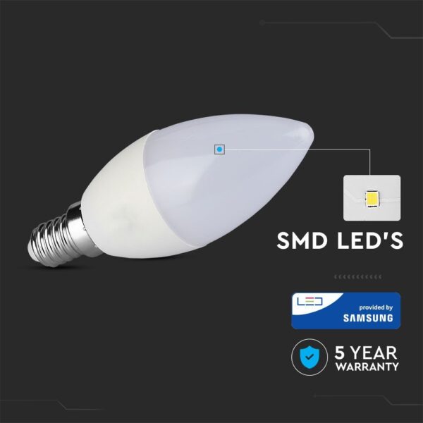 LED Λάμπα E14 4.5W V-TAC PRO Samsung Chip 200° 470lm Θερμό Λευκό 3000K – 258
