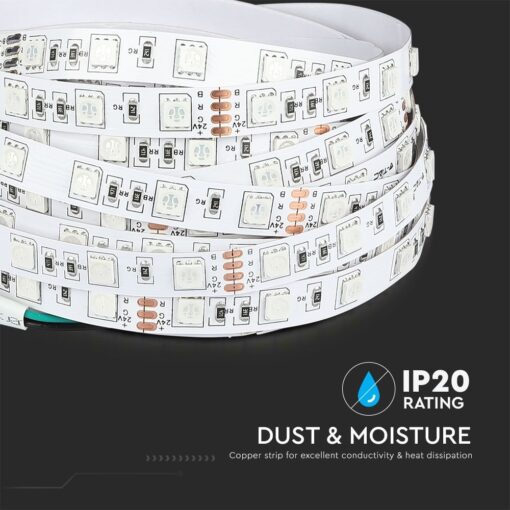 LED Ταινία 7W 24V V-TAC 1000lm/m Πολύχρωμη RGB 10 Μέτρα – 212592