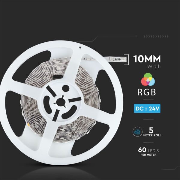 LED Ταινία 7W 24V V-TAC 1000lm/m Πολύχρωμη RGB 10 Μέτρα – 212592