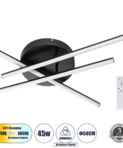 GloboStar® DRACO 61093 Φωτιστικό Οροφής Γραμμικό Linear Design LED CCT 45W 5535lm 120° AC 220-240V – Εναλλαγή Φωτισμού μέσω Τηλεχειριστηρίου All In One Ψυχρό 6000k+Φυσικό 4500k+Θερμό 2700k Dimmable Φ50 x Υ11cm – Μαύρο – 3 Years Warranty