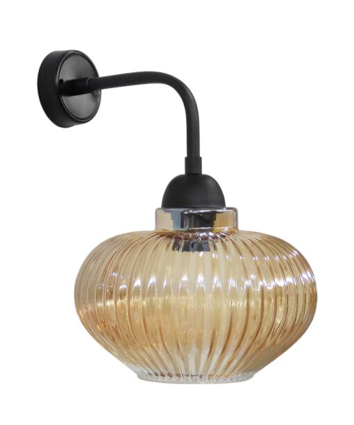 Απλίκα τοίχου μεταλλικό μπράτσο με γυαλί  – 02-0334