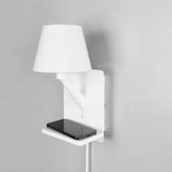 Φωτιστικό Τοίχου Λευκό Ματ COMFORT 1xE14 με USB & Ασύρματο Φορτιστή Trio Lighting – 262670131