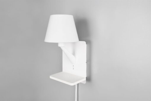 Φωτιστικό Τοίχου Λευκό Ματ COMFORT 1xE14 με USB & Ασύρματο Φορτιστή Trio Lighting – 262670131
